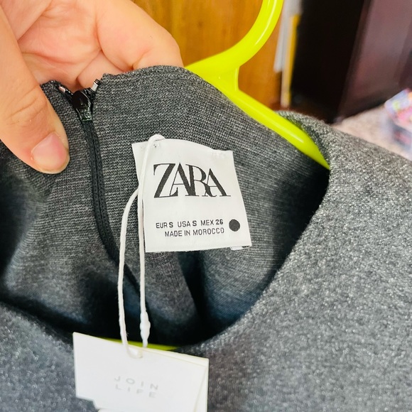 Zara Gray Marled Long Sleeve Shift Work Dress Shoulder Pads NWT size small - Picture 5 of 7